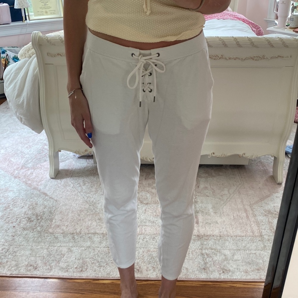 Aerie White Lace-Up Jogger Sweatpants